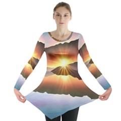 Majestic Lake Long Sleeve Tunic  by GardenOfOphir