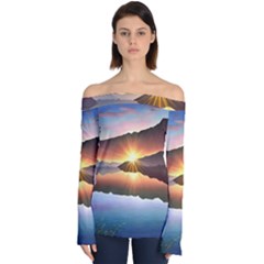 Majestic Lake Off Shoulder Long Sleeve Top by GardenOfOphir