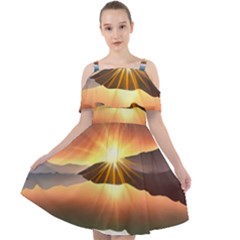 Majestic Lake Cut Out Shoulders Chiffon Dress by GardenOfOphir