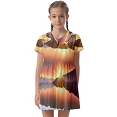 Majestic Lake Kids  Asymmetric Collar Dress by GardenOfOphir