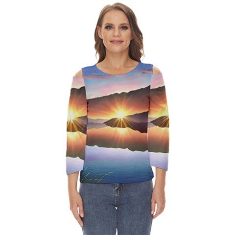 Majestic Lake Cut Out Wide Sleeve Top by GardenOfOphir