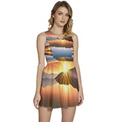 Majestic Lake Sleeveless High Waist Mini Dress by GardenOfOphir