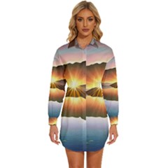 Majestic Lake Womens Long Sleeve Shirt Dress