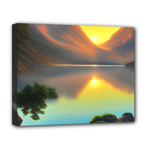 Benevolent Lake Deluxe Canvas 20  X 16  (stretched) by GardenOfOphir