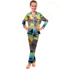 Benevolent Lake Kid s Satin Long Sleeve Pajamas Set by GardenOfOphir