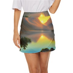 Benevolent Lake Mini Front Wrap Skirt by GardenOfOphir