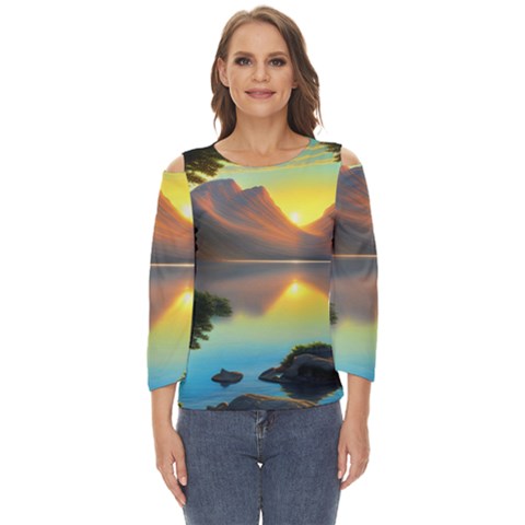 Benevolent Lake Cut Out Wide Sleeve Top by GardenOfOphir