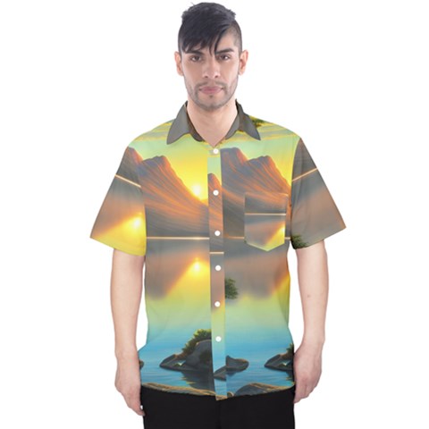 Benevolent Lake Men s Hawaii Shirt by GardenOfOphir