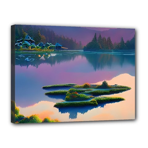 Astonishing Lake View Canvas 16  X 12  (stretched) by GardenOfOphir