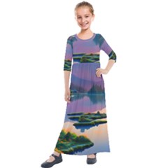 Astonishing Lake View Kids  Quarter Sleeve Maxi Dress by GardenOfOphir