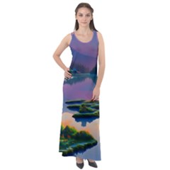 Astonishing Lake View Sleeveless Velour Maxi Dress by GardenOfOphir