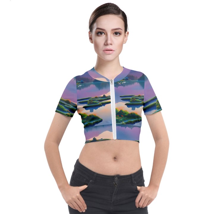 Astonishing Lake View Short Sleeve Cropped Jacket