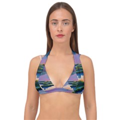 Astonishing Lake View Double Strap Halter Bikini Top by GardenOfOphir