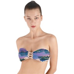 Astonishing Lake View Twist Bandeau Bikini Top by GardenOfOphir