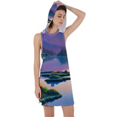 Astonishing Lake View Racer Back Hoodie Dress by GardenOfOphir