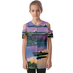 Astonishing Lake View Fold Over Open Sleeve Top by GardenOfOphir