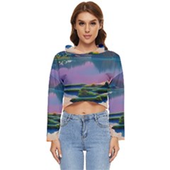 Astonishing Lake View Women s Lightweight Cropped Hoodie by GardenOfOphir