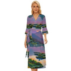 Astonishing Lake View Midsummer Wrap Dress by GardenOfOphir