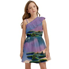 Astonishing Lake View Kids  One Shoulder Party Dress by GardenOfOphir