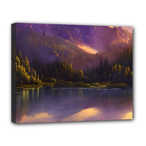 Colored Hues Sunset Canvas 14  X 11  (stretched) by GardenOfOphir