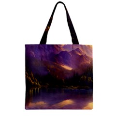 Colored Hues Sunset Zipper Grocery Tote Bag by GardenOfOphir