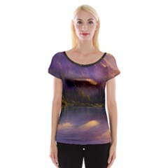 Colored Hues Sunset Cap Sleeve Top by GardenOfOphir