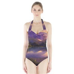 Colored Hues Sunset Halter Swimsuit by GardenOfOphir