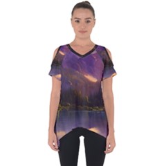 Colored Hues Sunset Cut Out Side Drop Tee by GardenOfOphir