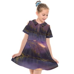 Colored Hues Sunset Kids  Short Sleeve Shirt Dress by GardenOfOphir