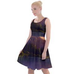 Colored Hues Sunset Knee Length Skater Dress by GardenOfOphir