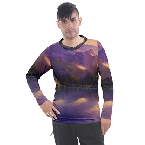 Colored Hues Sunset Men s Pique Long Sleeve Tee by GardenOfOphir