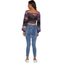 Colored Hues Sunset Long Sleeve Crinkled Weave Crop Top View4