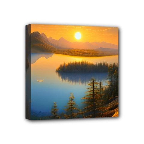 Distant Sunset Mini Canvas 4  X 4  (stretched) by GardenOfOphir