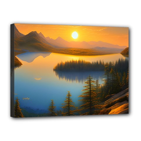 Distant Sunset Canvas 16  X 12  (stretched) by GardenOfOphir