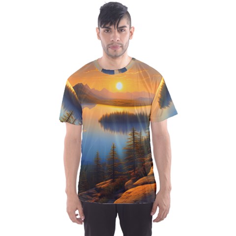 Distant Sunset Men s Sport Mesh Tee by GardenOfOphir