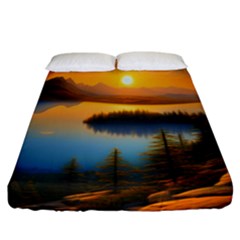 Distant Sunset Fitted Sheet (california King Size) by GardenOfOphir