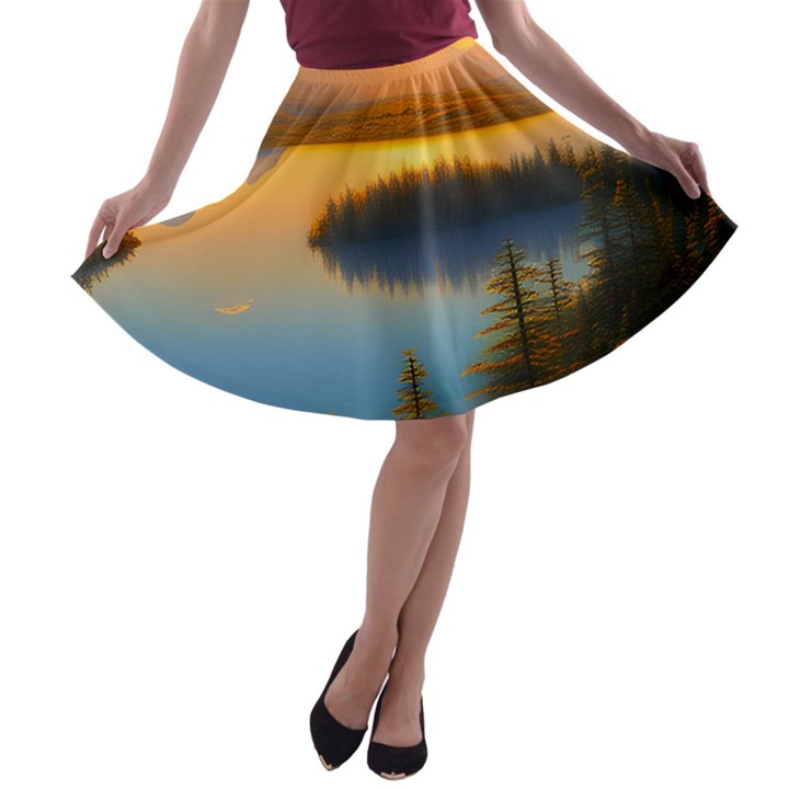 Distant Sunset A-line Skater Skirt