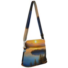 Distant Sunset Zipper Messenger Bag by GardenOfOphir