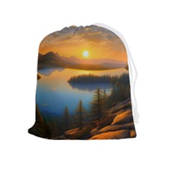 Distant Sunset Drawstring Pouch (xl) by GardenOfOphir