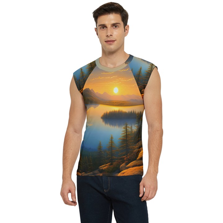 Distant Sunset Men s Raglan Cap Sleeve Tee