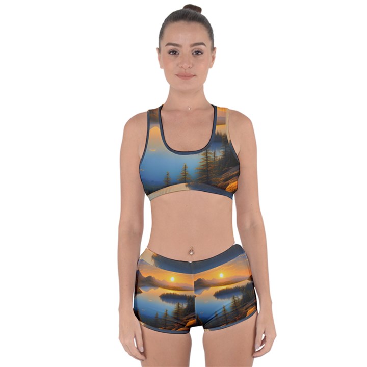 Distant Sunset Racerback Boyleg Bikini Set