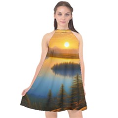 Distant Sunset Halter Neckline Chiffon Dress  by GardenOfOphir