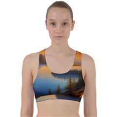 Distant Sunset Back Weave Sports Bra by GardenOfOphir