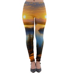 Distant Sunset Lightweight Velour Leggings by GardenOfOphir