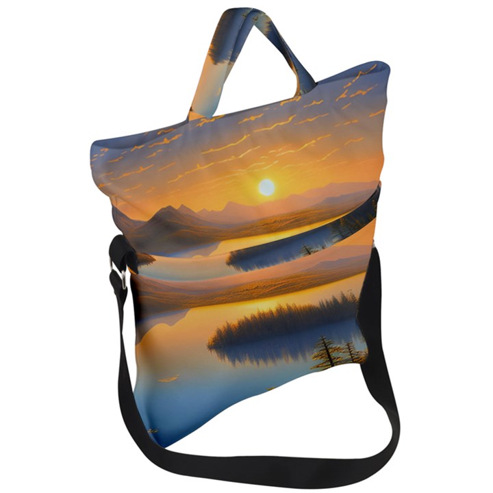 Distant Sunset Fold Over Handle Tote Bag