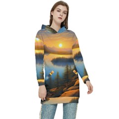 Distant Sunset Women s Long Oversized Pullover Hoodie by GardenOfOphir