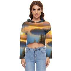 Distant Sunset Women s Lightweight Cropped Hoodie by GardenOfOphir