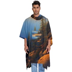 Distant Sunset Men s Hooded Rain Ponchos