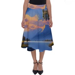 Beautiful Sunset Perfect Length Midi Skirt by GardenOfOphir