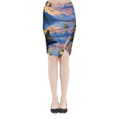 Beautiful Sunset Midi Wrap Pencil Skirt by GardenOfOphir